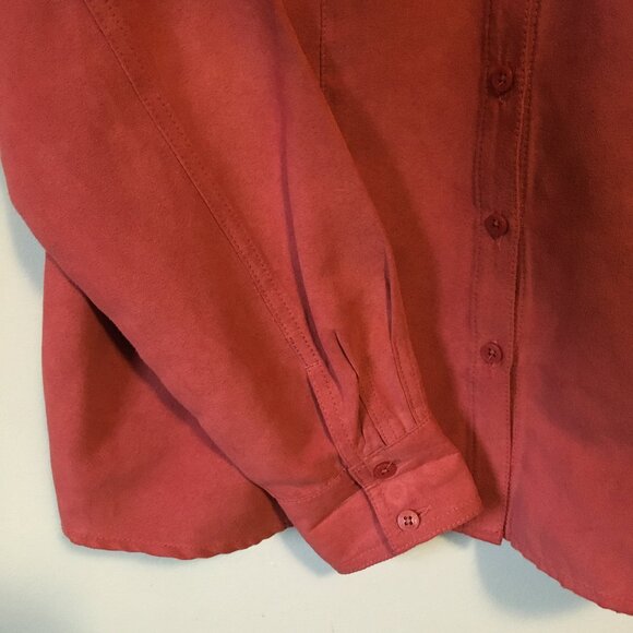 Vintage Northern Reflections Coral Pink Faux Suede Button Down Dress Shirt - Picture 6 of 14